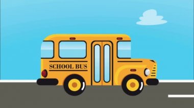 Okul otobüsü animasyonu, 4k video animasyonu
