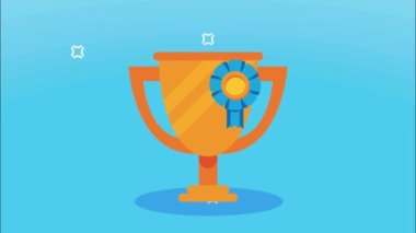 golden trophy with medal animation , 4k video animated
