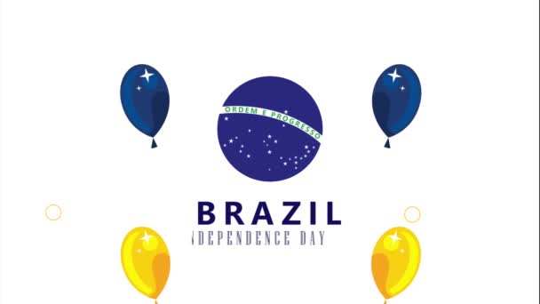 Brazil Independence Lettering Balloons Helium Video Animated — Video