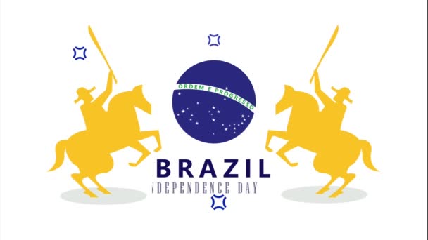 Brazil Independence Lettering Horse Video Animated — 비디오