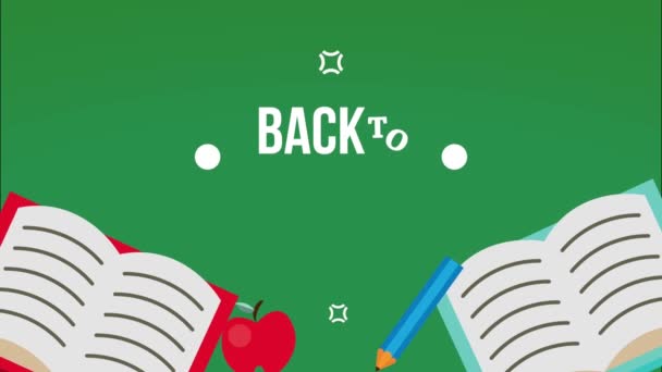 Back School Lettering Books Animation Video Animated — 비디오