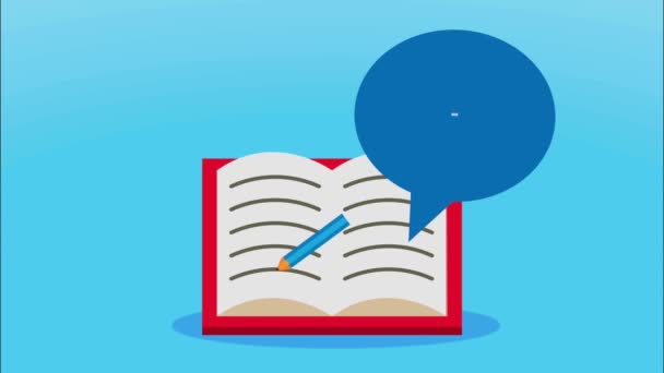 Повернутися Шкільного Написання Книжковою Анімацією Відео Анімовані — стокове відео