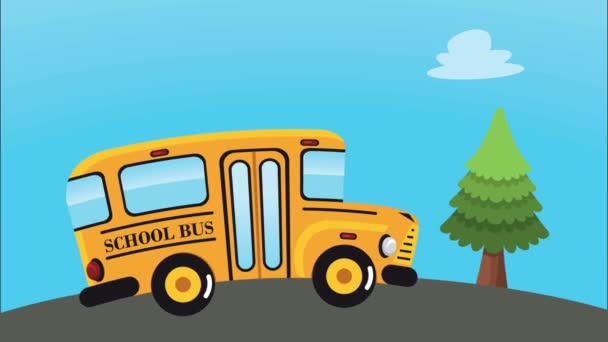 Back School Bus Trees Animation Video Animated — Stok video