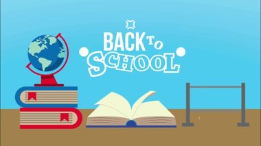 Okula dönüş mektupları ve malzeme animasyonu, 4k video animasyonu