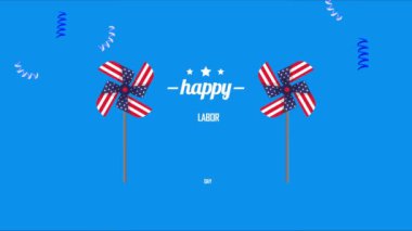 Hava oyuncakları ve 4k video animasyonlu İşçi Gününüz kutlu olsun.