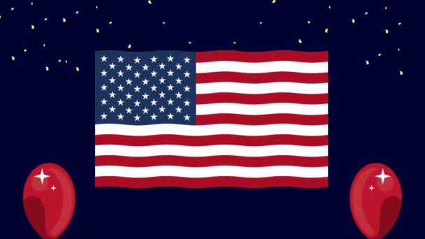 Usa Celebration Flag Animation Video Animated — Stock videók