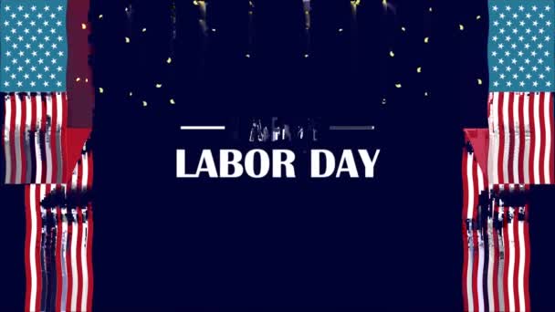 Happy Labor Day Lettering Flags Video Animated — Αρχείο Βίντεο