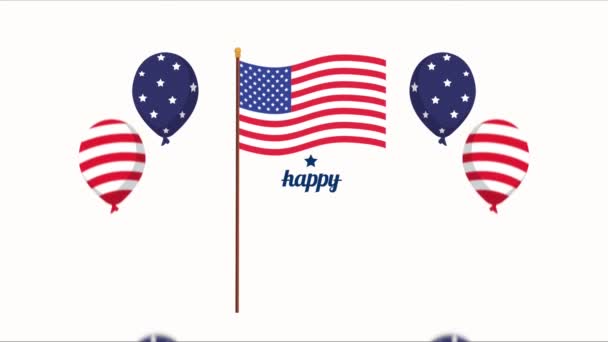 Happy Labor Day Lettering Flag Video Animated — Stockvideo