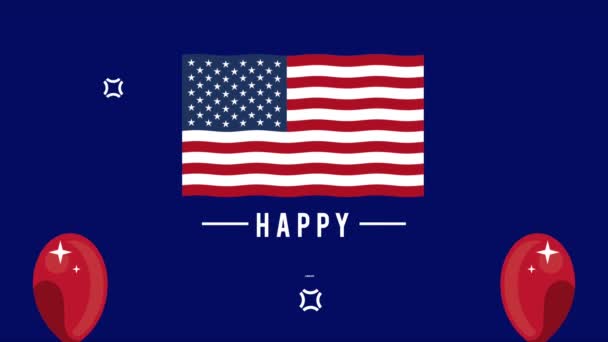 Happy Labor Day Lettering Flag Video Animated — Stockvideo