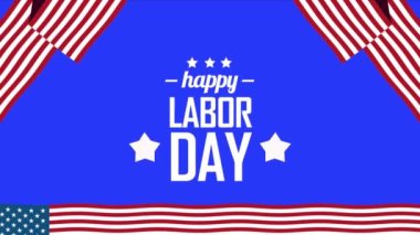 İşçi bayrağı ve 4k video animasyonuyla mutlu çalışma günleri.