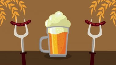 Sosisli bira kavanozu animasyon, 4k video animasyonu