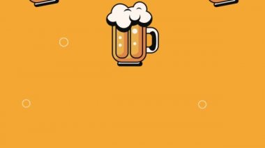 beers jars with foam pattern , 4k video animated