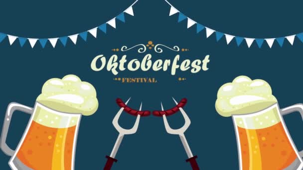 Oktoberfest Lettering Beers Animation Video Animated — Video