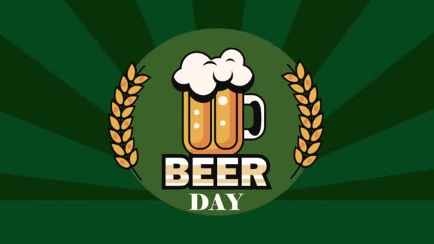 Beer Day Lettering Jar Video Animated — стоковое видео