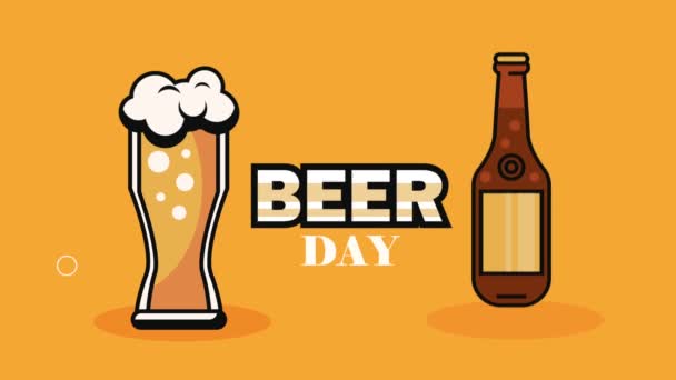Beer Day Lettering Beers Video Animated — Αρχείο Βίντεο
