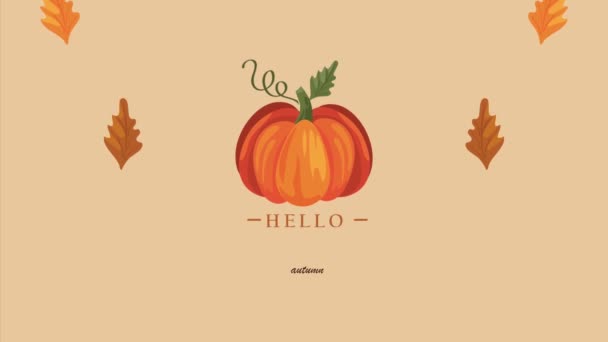 Hello Autumn Lettering Video Animated — Vídeo de Stock