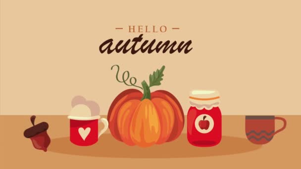 Hello Autumn Lettering Video Animated — Vídeos de Stock