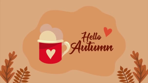 Hello Autumn Lettering Video Animated — Αρχείο Βίντεο