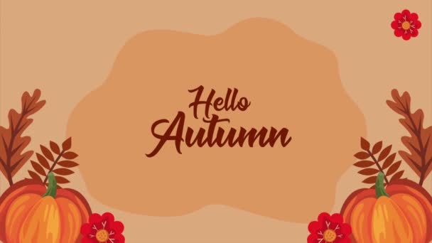 Hello Autumn Lettering Video Animated — Αρχείο Βίντεο