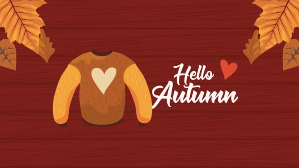 Hello Autumn Lettering Video Animated — Stock Video