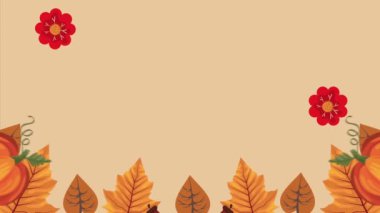 autumn season frame decorative animation , 4k video animated
