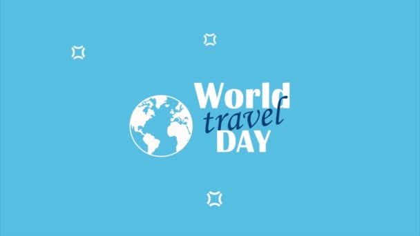 World Turism Day Lettering Animation Video Animated — Vídeo de Stock