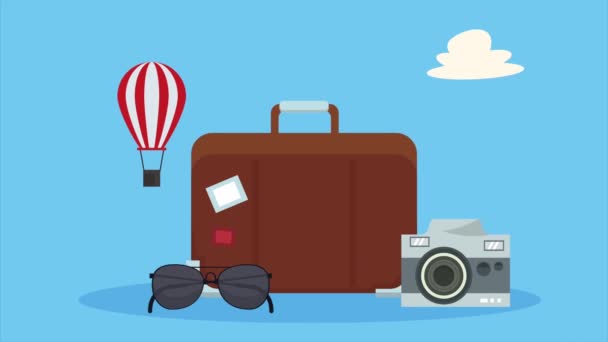 Travel Vacations Animation Camera Video Animated — Vídeo de stock