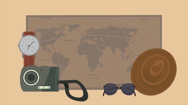Travel Vacations Animation Paper Map Video Animated — Wideo stockowe