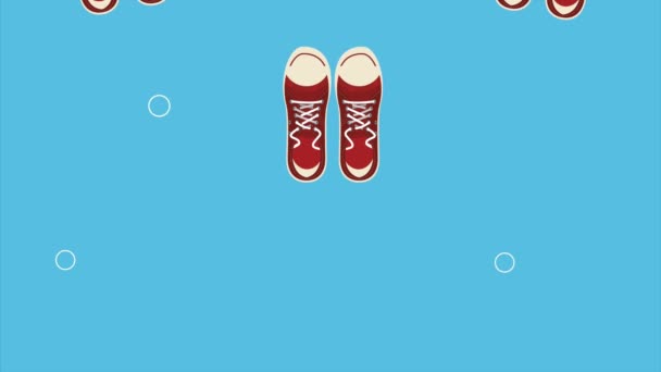 Young Tennis Shoes Footwear Pattern Video Animated — 图库视频影像