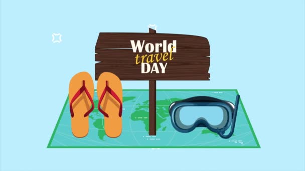 World Turism Day Lettering Animation Video Animated — Αρχείο Βίντεο