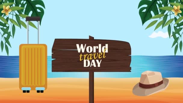 World Turism Day Lettering Animation Video Animated — Wideo stockowe