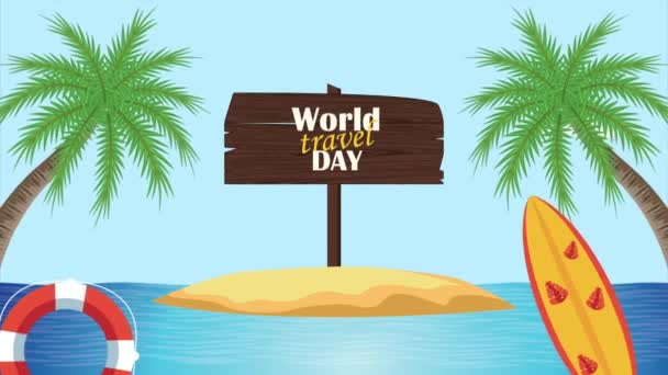 World Turism Day Lettering Animation Video Animated — ストック動画