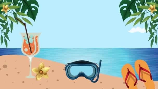 Travel Vacations Animation Beach Scene Video Animated — 비디오
