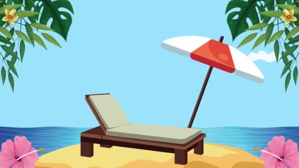 Travel Vacations Animation Beach Chair Video Animated — Video Stock
