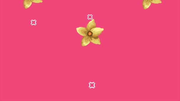 Yelow Exotic Flowers Pattern Video Animated — Wideo stockowe