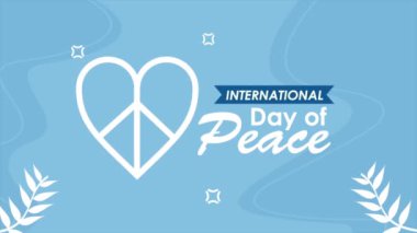 Uluslararası barış günü kalp sembolü ile birlikte, 4k video animasyonu