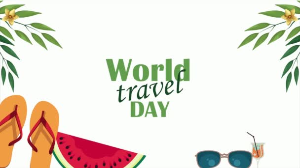 World Turism Day Lettering Animation Video Animated — стоковое видео