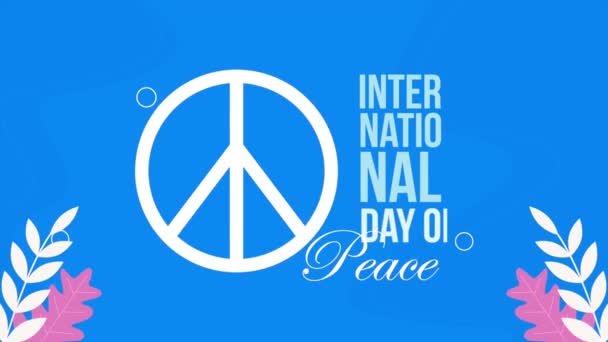 International Day Peace Lettering Symbol Video Animated — Stok video