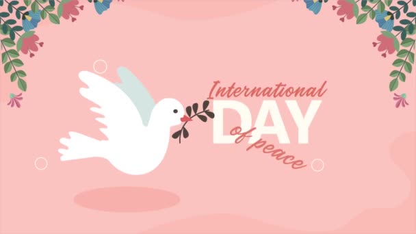 Міжнародний День Мирного Написання Голубом Літає Відео Анімовані — стокове відео