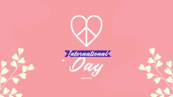 International Day Peace Lettering Heart Symbol Video Animated — Stok video