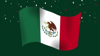 mexican flag and confetti animation ,4k video animated