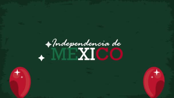 Independencia Mexico Lettering Balloons Helium Video Animated — стоковое видео