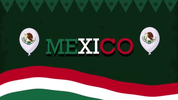 Mexico Lettering Celebration Animation Flag Video Animated — стоковое видео