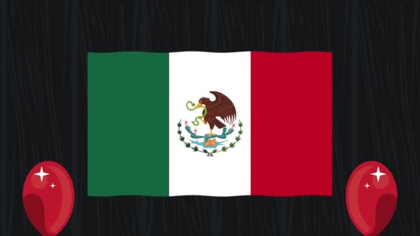 Mexican Flag Balloons Helium Video Animated — Stockvideo