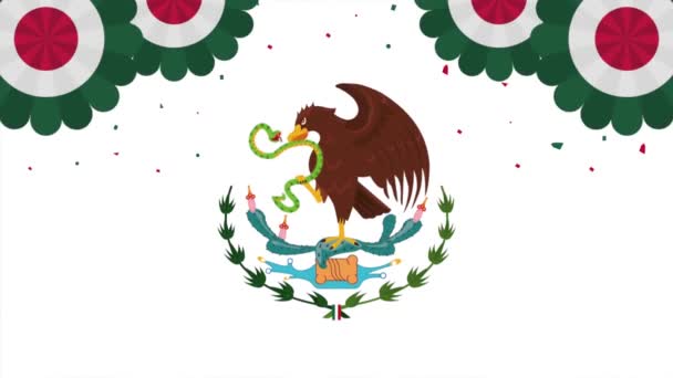 Mexican Coat Arms Animation Laces Video Animated — Stockvideo