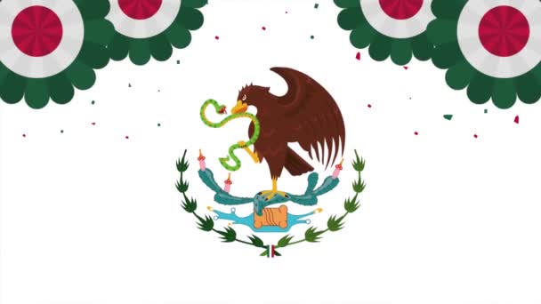 Mexican Coat Arms Animation Laces Video Animated — Vídeo de Stock