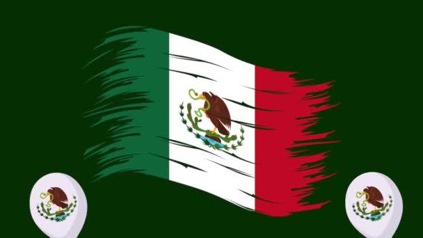 Mexican Flag Balloons Helium Video Animated — Vídeo de Stock