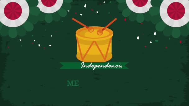 Independencia Mexico Lettering Drum Video Animated — 图库视频影像