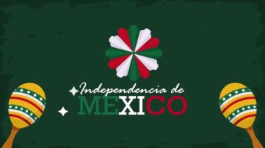 independencia de mexico lettering with maracas ,4k video animated