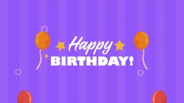 happy birthday lettering animation with balloons helium ,4k video animated
